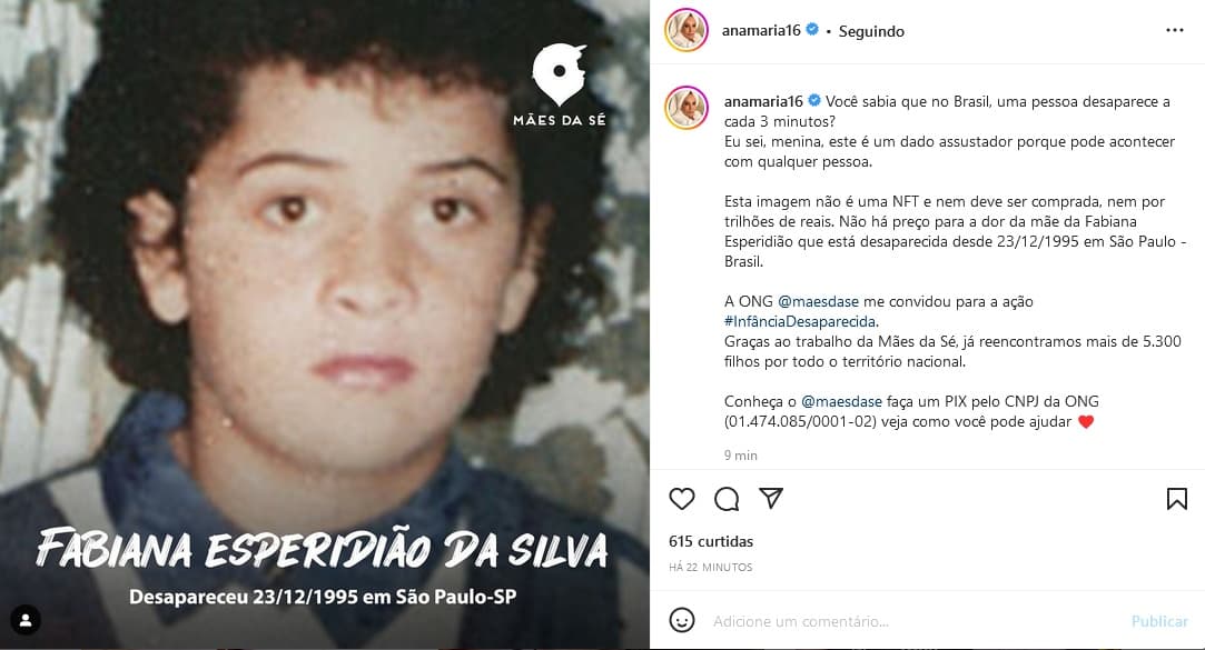 Fabiana Esperidião: Publicação de Ana Maria Braga (Imagem: Reprodução) Fabiana Esperidião: Publicação de Ana Maria Braga (Imagem: Reprodução)