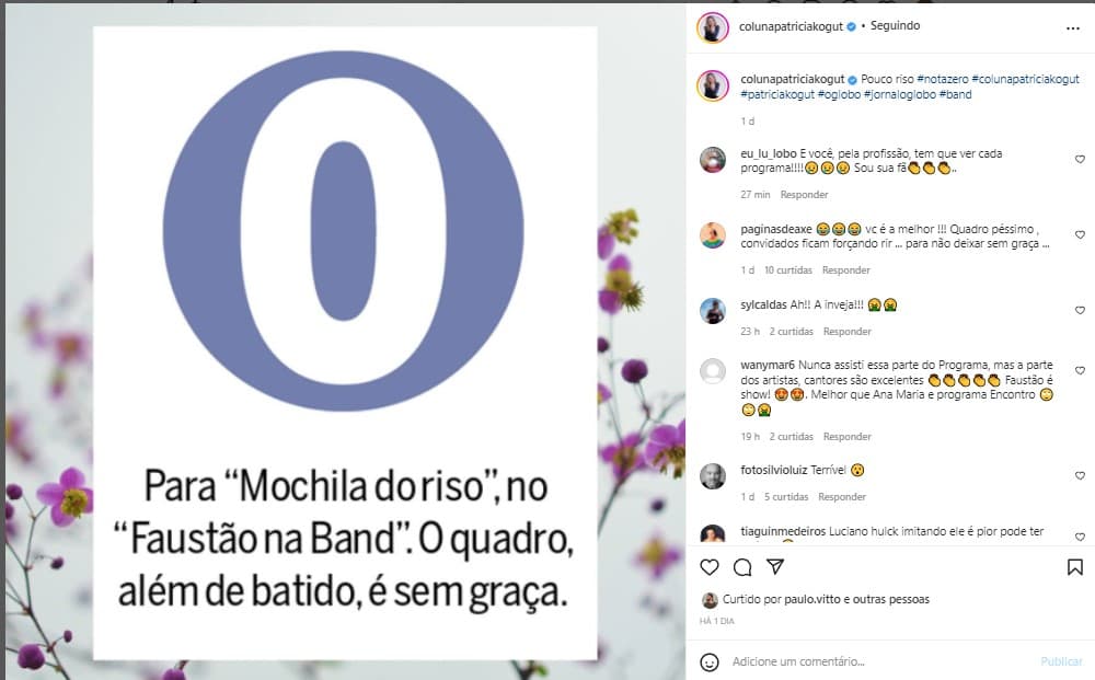 Jornalista da Globo criticou quadro do Faustão na Band Jornalista da Globo criticou quadro do Faustão na Band