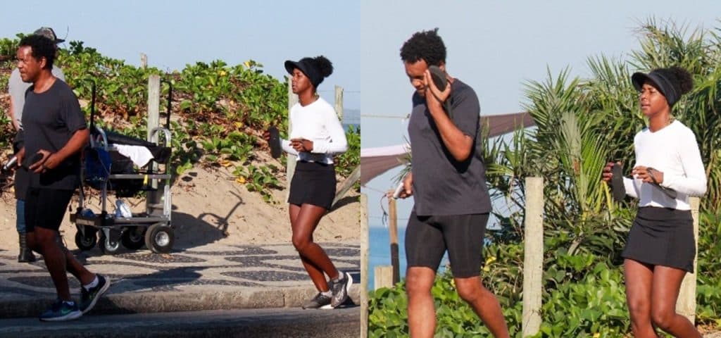 Maju foi fotografada correndo com o marido em uma praia no Rio de Janeiro Maju foi fotografada correndo com o marido em uma praia no Rio de Janeiro