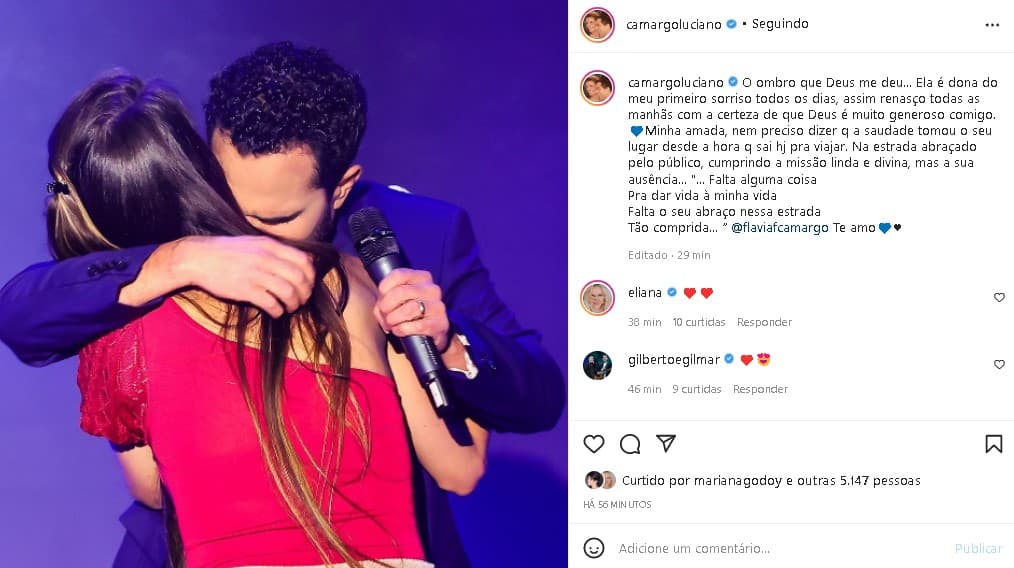 Luciano Camargo surgiu ao lado da esposa e confirmou desfecho com declaração (Foto: Reprodução) Luciano Camargo surgiu ao lado da esposa e confirmou desfecho com declaração (Foto: Reprodução)