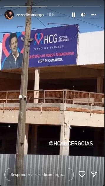 Zezé Di Camargo no Hospital do Câncer de Goiás - Foto: Reprodução Zezé Di Camargo no Hospital do Câncer de Goiás - Foto: Reprodução