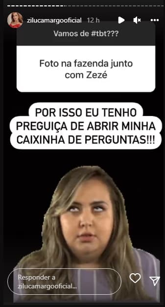 Zilu Godói se irritou com pergunta sobre Zezé Di Camargo (Foto: Reprodução) Zilu Godói se irritou com pergunta sobre Zezé Di Camargo (Foto: Reprodução)