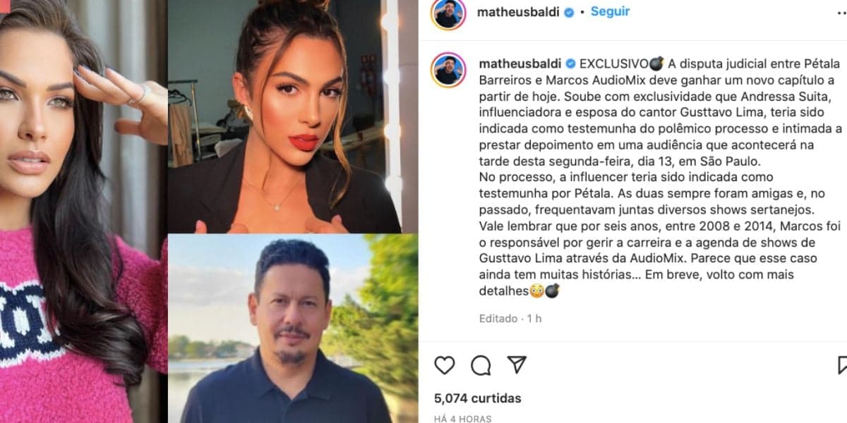 Andressa Suita é exposta em escândalo de separação e briga por bens Andressa Suita é exposta em escândalo de separação e briga por bens
