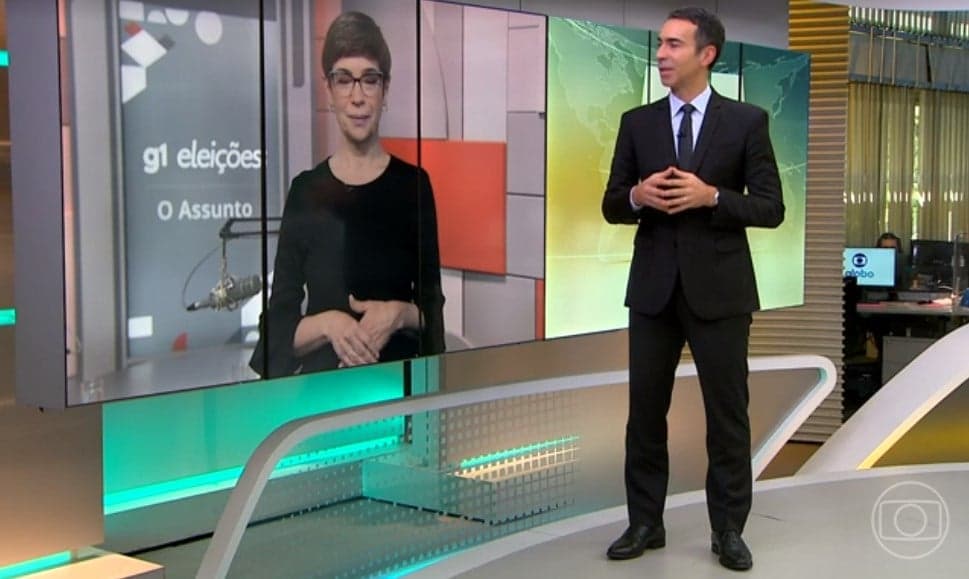César Tralli entrou em um link ao vivo com Renata Lo Prete- Foto: Reprodução/GloboPlay César Tralli entrou em um link ao vivo com Renata Lo Prete- Foto: Reprodução/GloboPlay