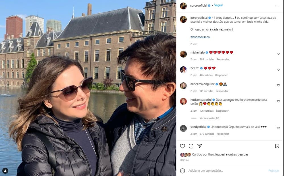 Chitãozinho se declarou para Noely Pereira em comemoração aos 41 anos de casamento Chitãozinho se declarou para Noely Pereira em comemoração aos 41 anos de casamento