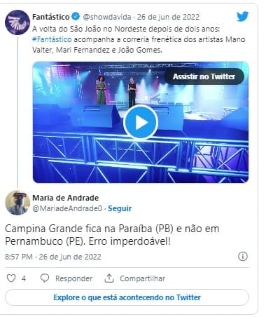 Erro no Fantástico causou indgnação de alguns internautas no Twitter Erro no Fantástico causou indgnação de alguns internautas no Twitter