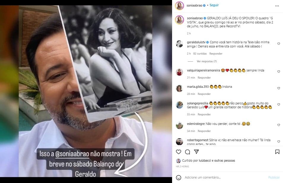 Sônia Abrão usou as redes sociais para anunciar que será entrevistada por Geraldo Luís na Record Sônia Abrão usou as redes sociais para anunciar que será entrevistada por Geraldo Luís na Record