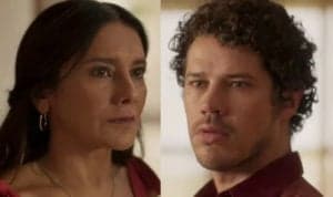 Filó (Dira Paes) dirá que José Leôncio (Marcos Palmeira) não é pai de Tadeu (José Loreto) em Pantanal (Foto: Reprodução / Globo) Filó (Dira Paes) dirá que José Leôncio (Marcos Palmeira) não é pai de Tadeu (José Loreto) em Pantanal (Foto: Reprodução / Globo)