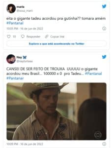 Tadeu deu um fora em Guta para a alegria do público (Foto: Reprodução / Twitter) Tadeu deu um fora em Guta para a alegria do público (Foto: Reprodução / Twitter)