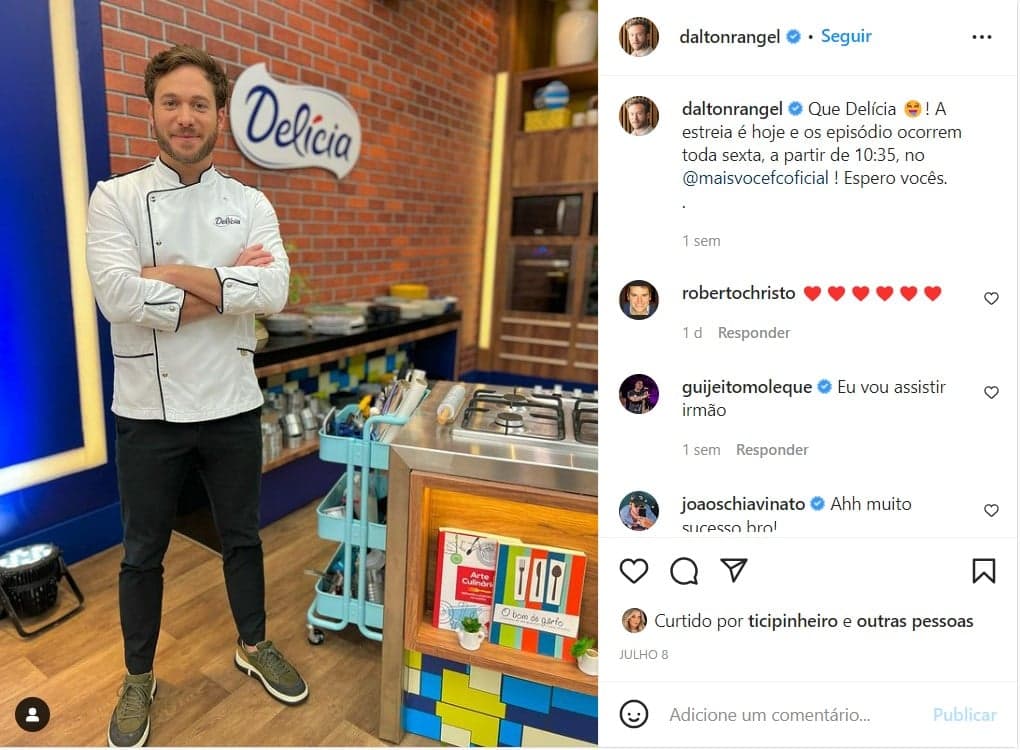 Dalton Rangel anunciou sua participação no Mais Você através das redes sociais Dalton Rangel anunciou sua participação no Mais Você através das redes sociais