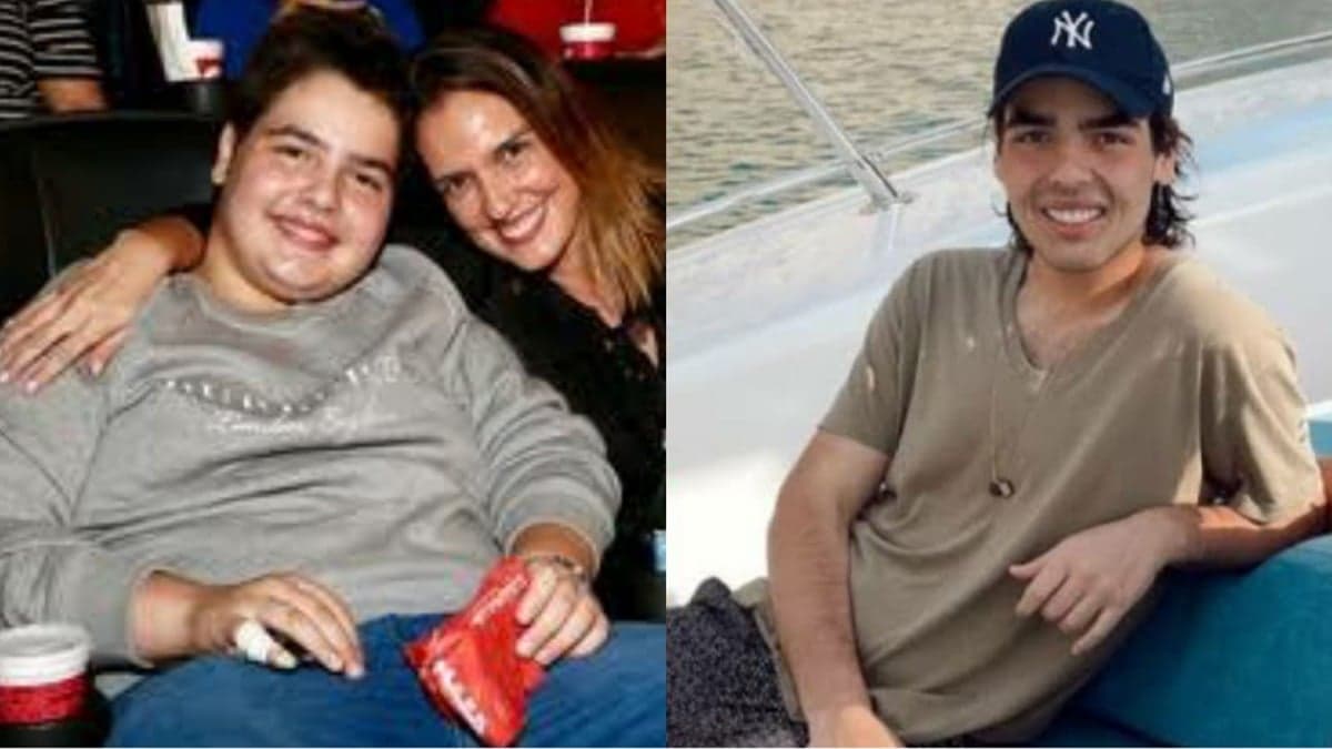 João Guilherme antes, ao lado da mãe, Luciana Cardoso, e atualmente João Guilherme antes, ao lado da mãe, Luciana Cardoso, e atualmente
