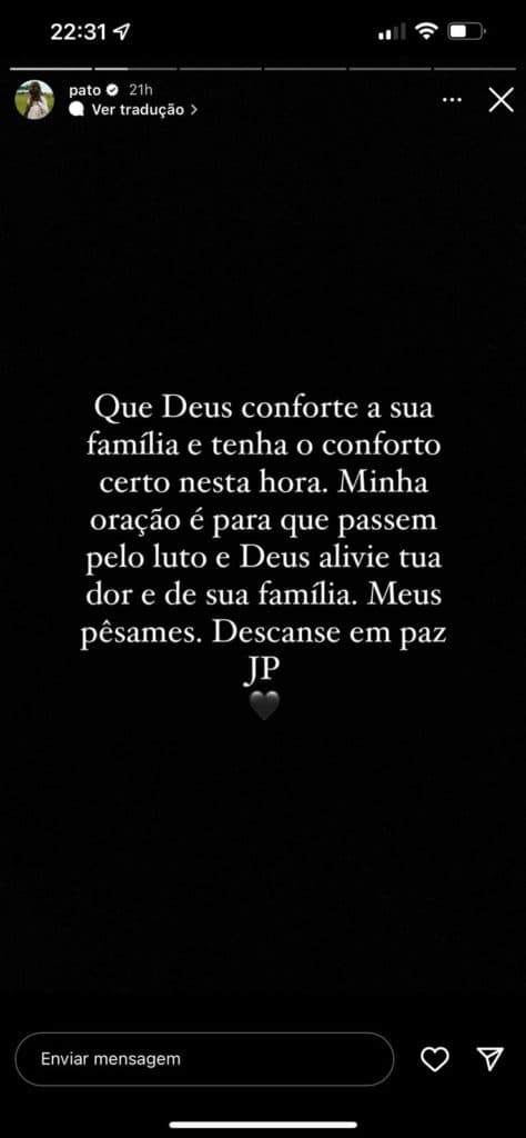 Alexandre Pato lamenta luto Alexandre Pato lamenta luto