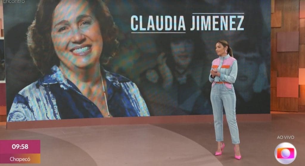 Patrícia Poeta durante a homenagem à Claudia Jimenez no Encontro Patrícia Poeta durante a homenagem à Claudia Jimenez no Encontro