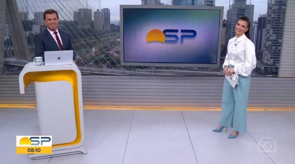 Rodrigo Bocardi e Sabina Simonato durante o Bom Dia São Paulo- Foto: Reprodução Rodrigo Bocardi e Sabina Simonato durante o Bom Dia São Paulo- Foto: Reprodução