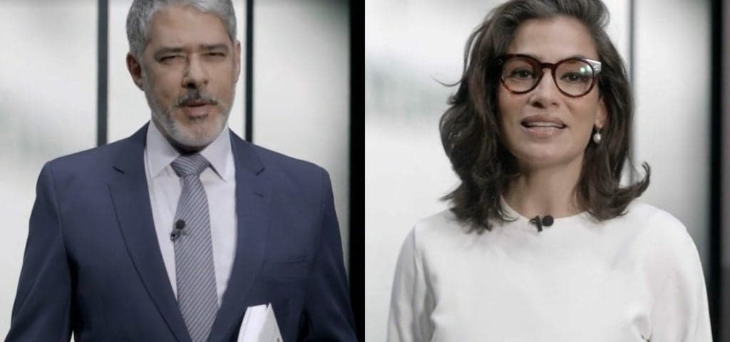 Bonner e Renata deixam o estúdio do JN e interrompem a programação da Globo com anúncio ao Brasil