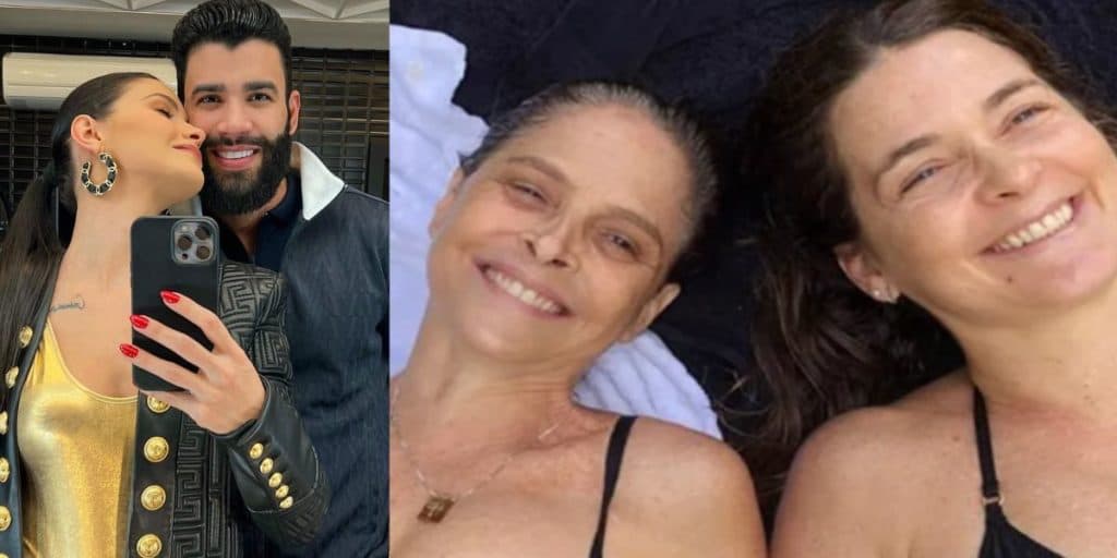 Gusttavo Lima com família, Cláudia Abreu e Drica Morais: amizade