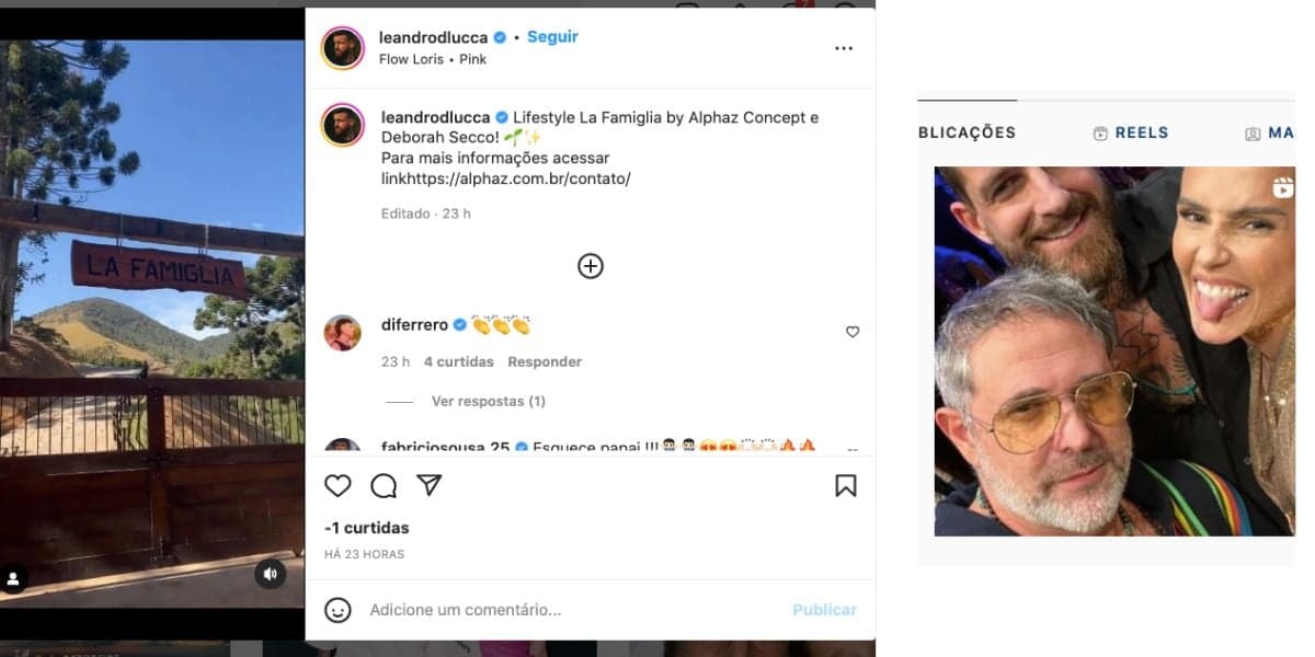 Marido de Cleo visita empreendimento assinado por Deborah Secco (Reprodução) Marido de Cleo visita empreendimento assinado por Deborah Secco (Reprodução)