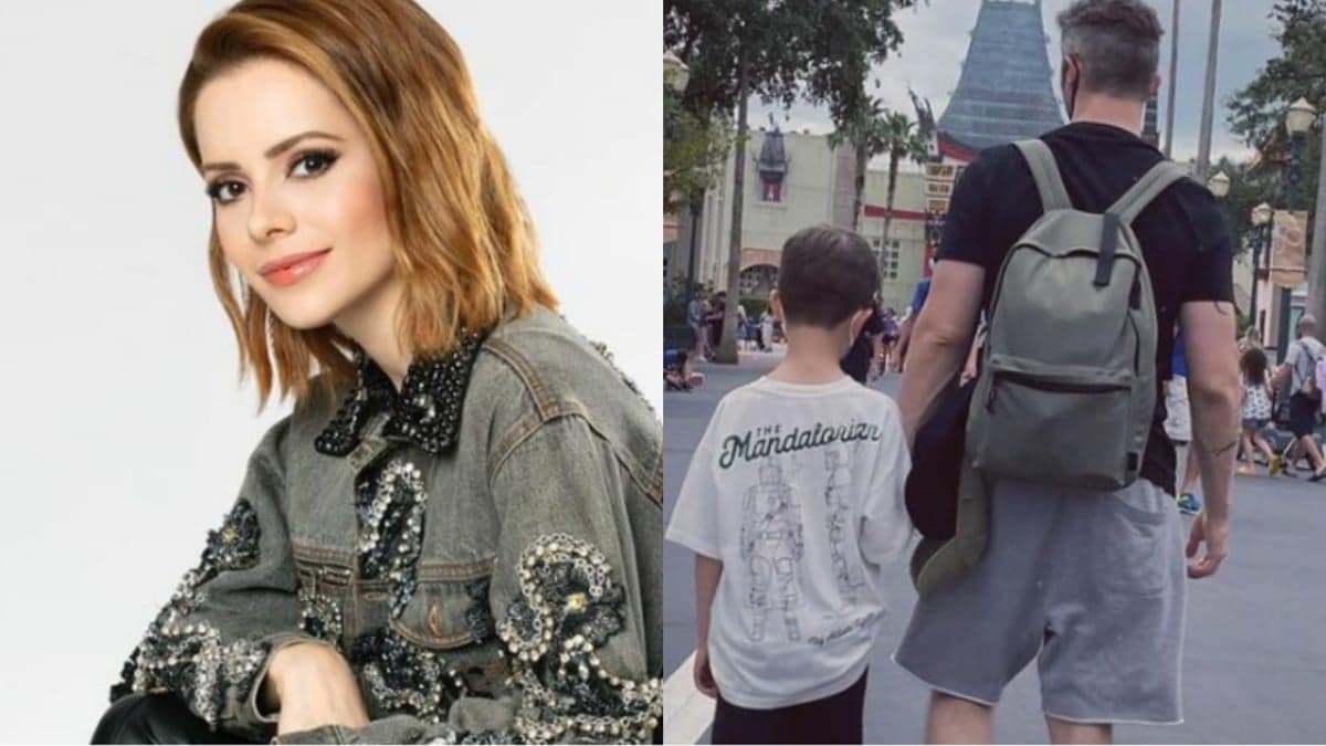 Sandy mostra registro de seu marido e filho de costas Sandy mostra registro de seu marido e filho de costas