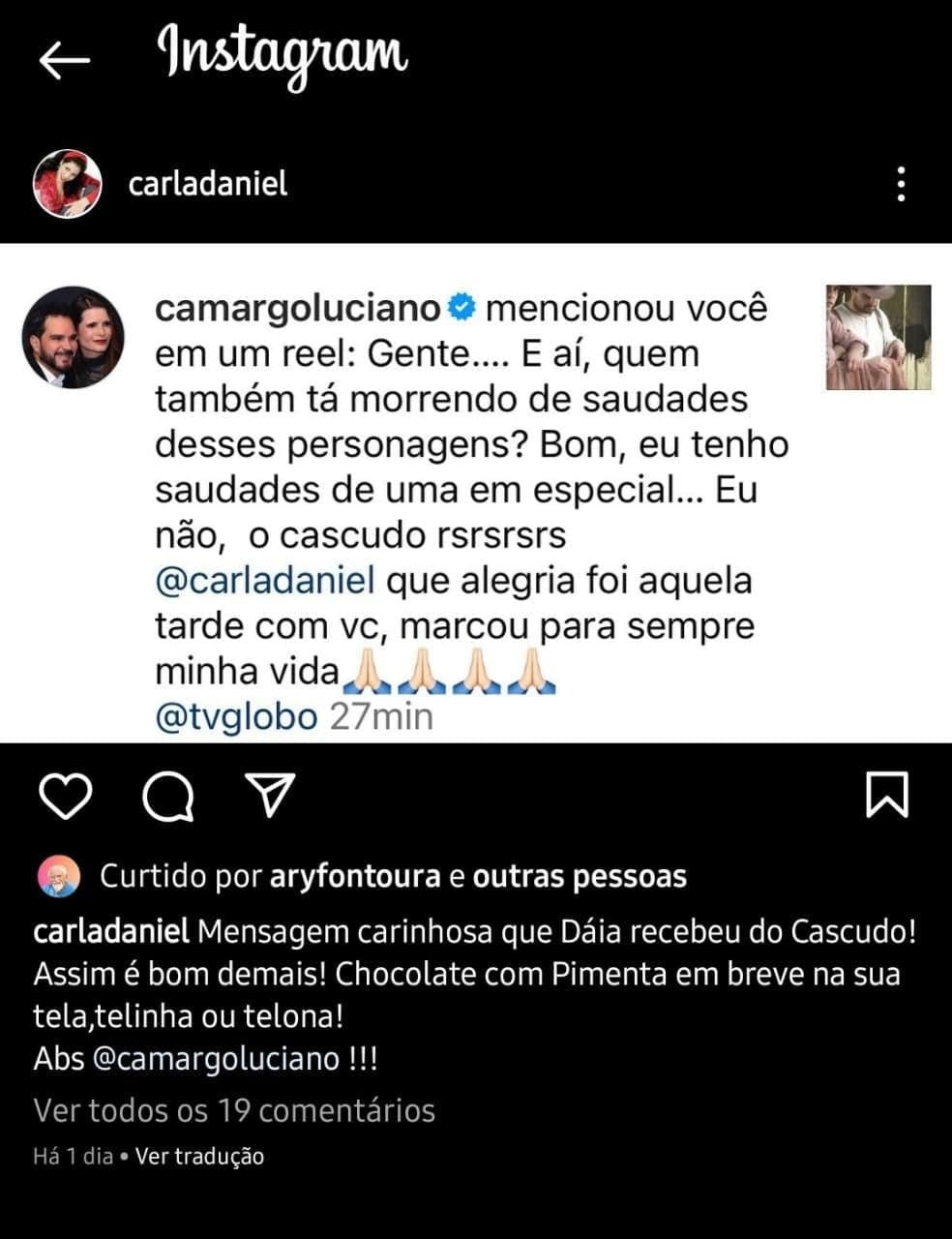 Publicação de Carla Daniel (Foto: Divulgação) Publicação de Carla Daniel (Foto: Divulgação)