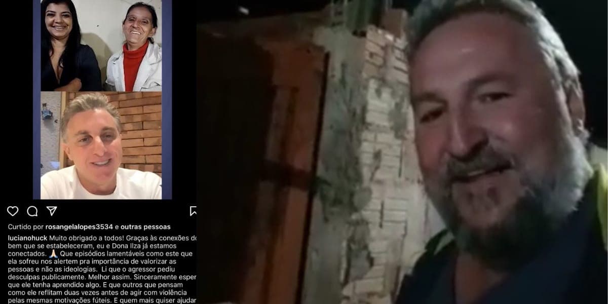 Luciano Huck conversa com Dona Ilza, mulher que foi humilhada por bolsonarista em vídeo (Reprodução: Montagem TV Foco) Luciano Huck conversa com Dona Ilza, mulher que foi humilhada por bolsonarista em vídeo (Reprodução: Montagem TV Foco)