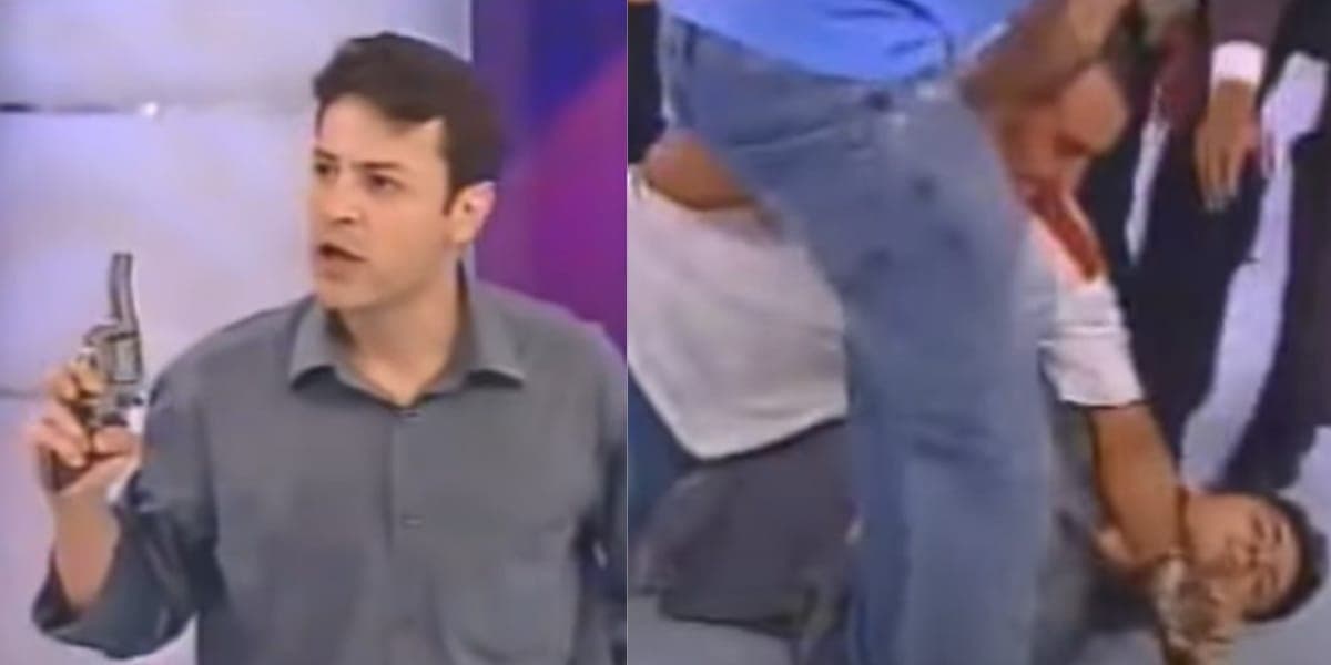 Momento em que homem invade o palco e é imobilizado (Reprodução: Band) Momento em que homem invade o palco e é imobilizado (Reprodução: Band)