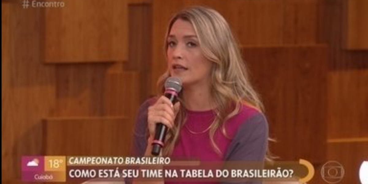 Ana Thaís Matos falando sobre a rodada do Brasileirão do Encontro (Reprodução: Globo) Ana Thaís Matos falando sobre a rodada do Brasileirão do Encontro (Reprodução: Globo)