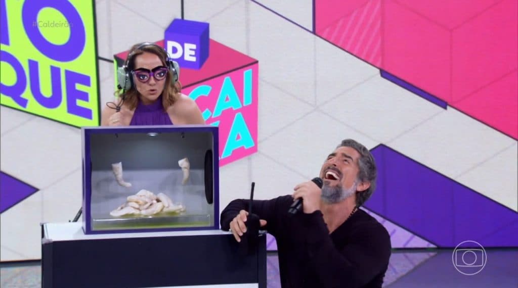 Marcos Mion se divertiu com a tensão de Maria Beltrão no Caldeirão- Foto: Reprodução/Globo Marcos Mion se divertiu com a tensão de Maria Beltrão no Caldeirão- Foto: Reprodução/Globo