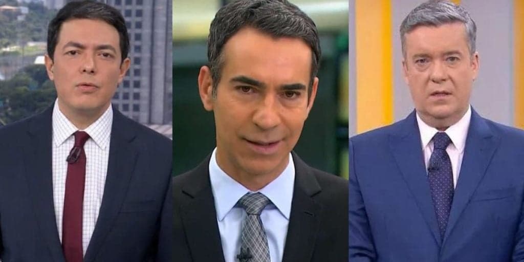 César Tralli surge com Alan Severiano e Roberto Kovalick em bastidores da Globo: "Já diz tudo"