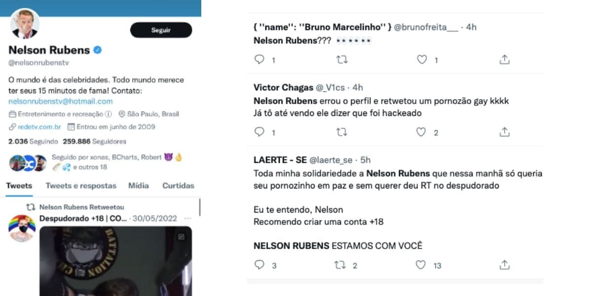 Nelson Rubens choca com publicação (Reprodução) Nelson Rubens choca com publicação (Reprodução)