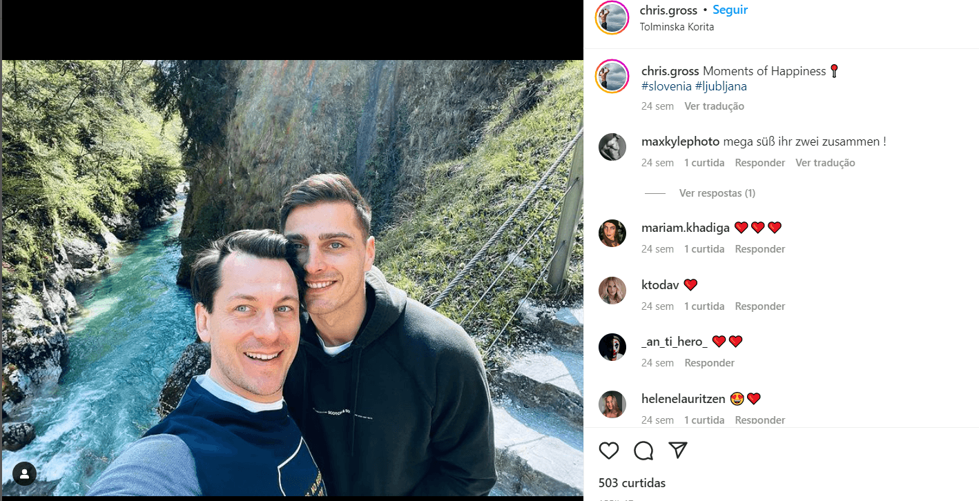 Lucas Krzikalla já surgia em fotos românticas no perfil do namorado no Instagram (Foto Reprodução/Instagram) Lucas Krzikalla já surgia em fotos românticas no perfil do namorado no Instagram (Foto Reprodução/Instagram)