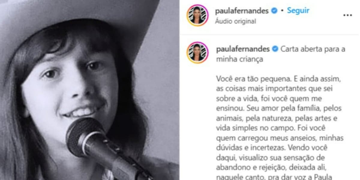 Paula Fernandes fez post de Dia das Crianças (Foto: Reprodução/Instagram) Paula Fernandes fez post de Dia das Crianças (Foto: Reprodução/Instagram)