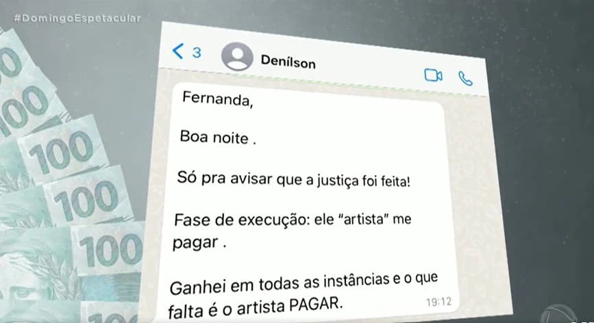 Domingo Espetacular exibiu o que Denilson tem a dizer sobre dívida de Belo- Foto: Reprodução/Record Domingo Espetacular exibiu o que Denilson tem a dizer sobre dívida de Belo- Foto: Reprodução/Record
