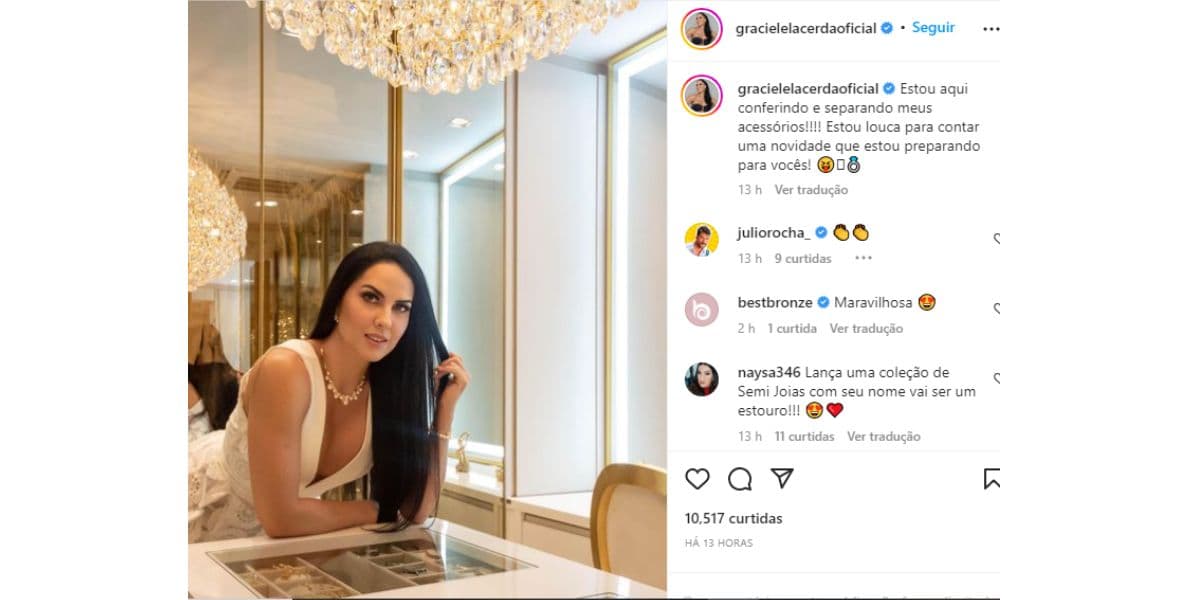 Graciele Lacerda publicação Instagram Graciele Lacerda publicação Instagram