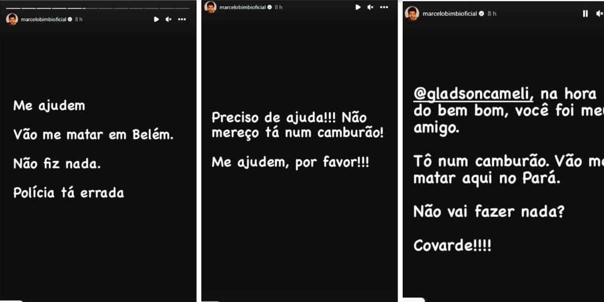 Marcelo Bimbi teria escrito pedido de socorro no Instagram Marcelo Bimbi teria escrito pedido de socorro no Instagram