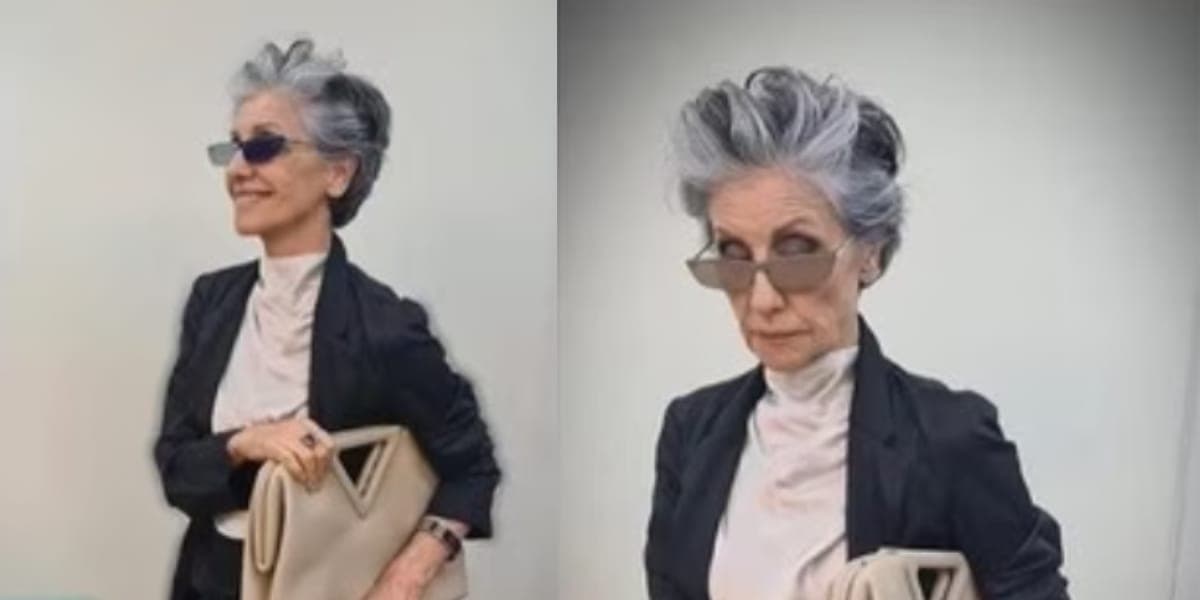 Cássia Kis caracteriaza com sua nova personagem em 'Travessia' (Reprodução: Montagem TV Foco) Cássia Kis caracteriaza com sua nova personagem em 'Travessia' (Reprodução: Montagem TV Foco)