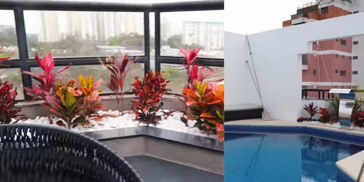 Vista do duplex de Viih Tube e enorme piscina na cobertura (Reprodução: Youtube) Vista do duplex de Viih Tube e enorme piscina na cobertura (Reprodução: Youtube)