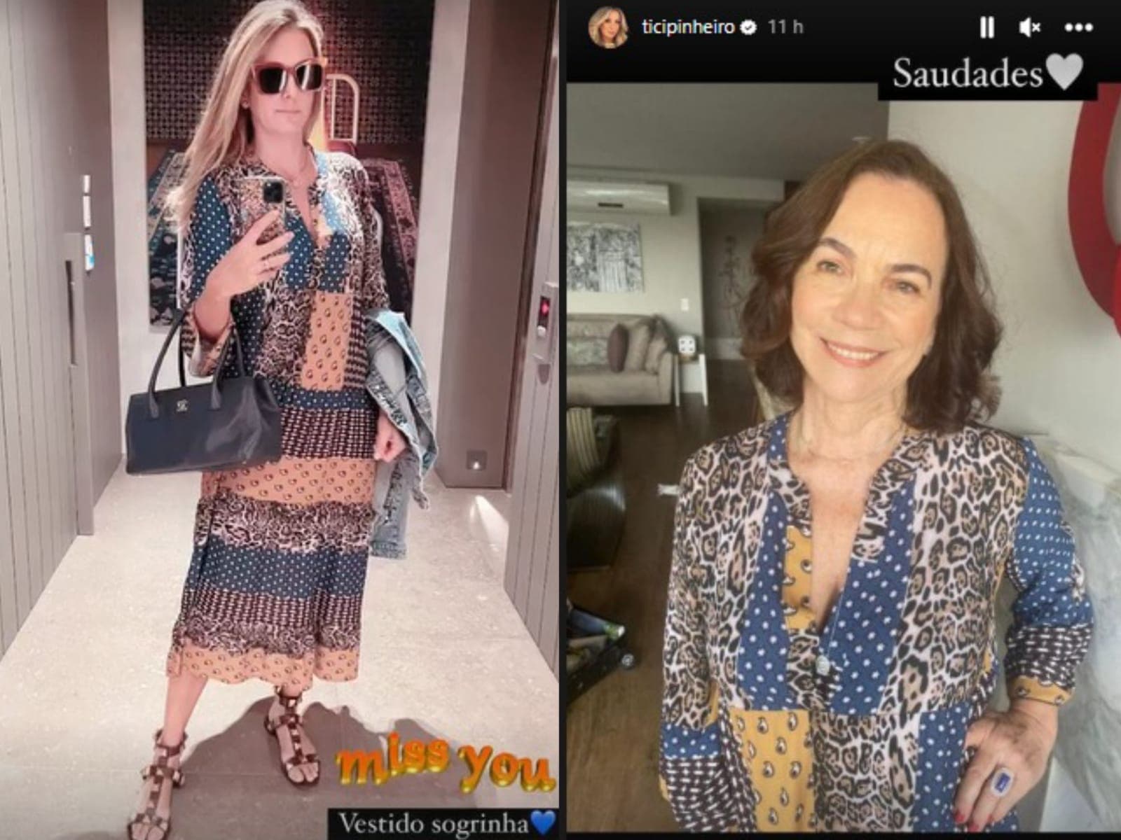 Ticiane Pinheiro surge com pertende da falecida sogra (Foto: Reprodução/Instagram/Montagem) Ticiane Pinheiro surge com pertende da falecida sogra (Foto: Reprodução/Instagram/Montagem)