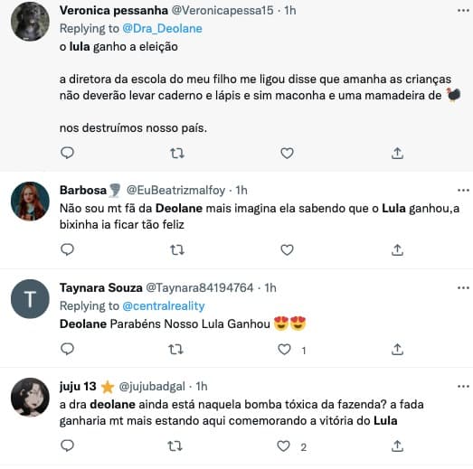 Público diz que Deolane ficará feliz com vitória de Lula (Reprodução) Público diz que Deolane ficará feliz com vitória de Lula (Reprodução)