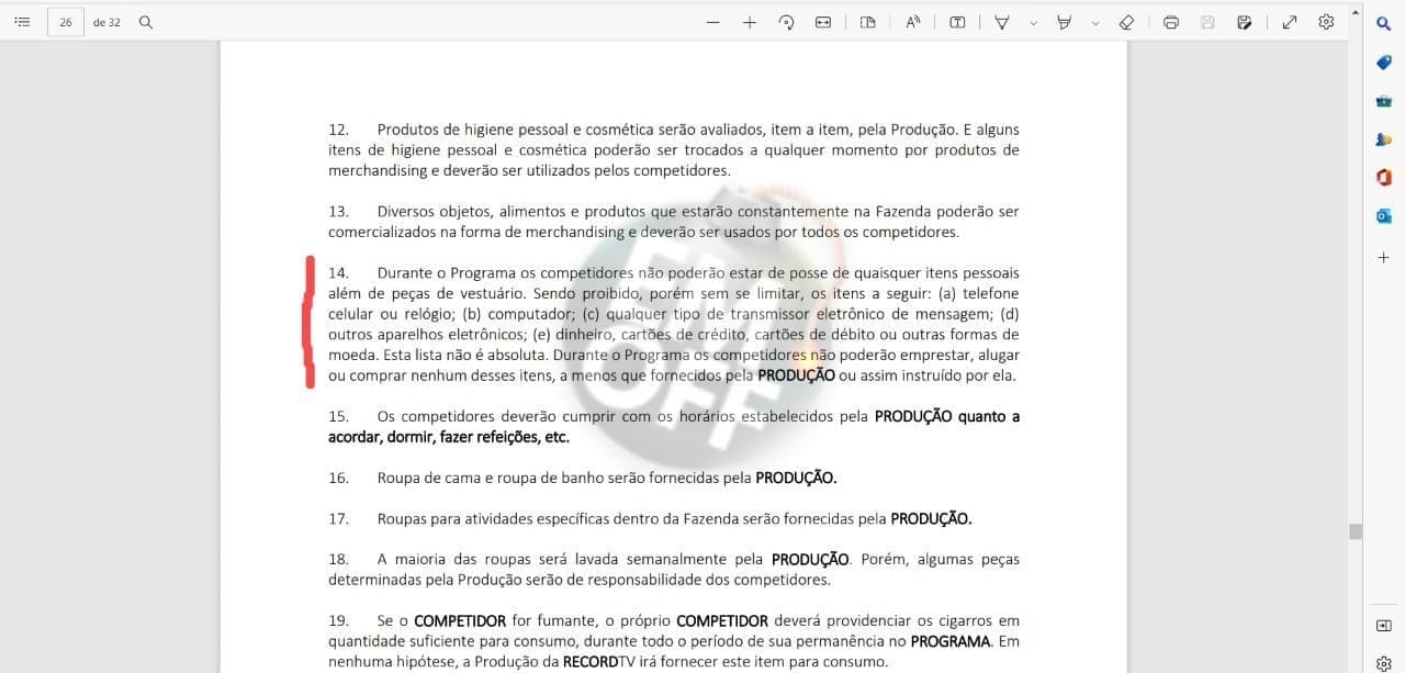Contrato da Fazenda é exposto por Erlan Bastos (Reprodução) Contrato da Fazenda é exposto por Erlan Bastos (Reprodução)