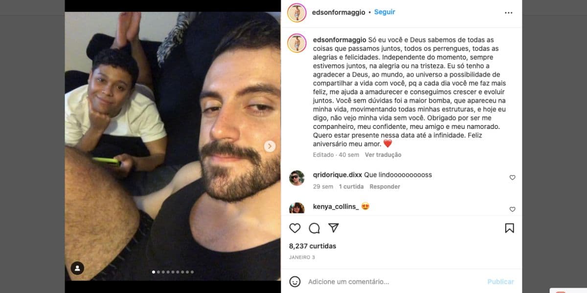 Declaração de amor é exposta nas redes sociais (Reprodução) Declaração de amor é exposta nas redes sociais (Reprodução)