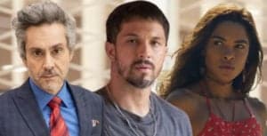 Travessia - Pilantra até dizer chega, Stenio (Alexandre Nero) livra Oto (Romulo estrela) e joga crime nas costas de Brisa (Lucy Alves) (Foto: Reprodução / Globo / Montagem TV Foco) Travessia - Pilantra até dizer chega, Stenio (Alexandre Nero) livra Oto (Romulo estrela) e joga crime nas costas de Brisa (Lucy Alves) (Foto: Reprodução / Globo / Montagem TV Foco)