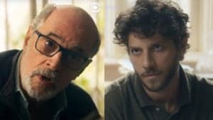 Travessia - Após trairagem de Ari (Chay Suede), Dante (Marcos Caruso) toma atitude bombástica e começa a chantageá-lo (Foto: Reprodução / Globo / Montagem TV Foco) Travessia - Após trairagem de Ari (Chay Suede), Dante (Marcos Caruso) toma atitude bombástica e começa a chantageá-lo (Foto: Reprodução / Globo / Montagem TV Foco)