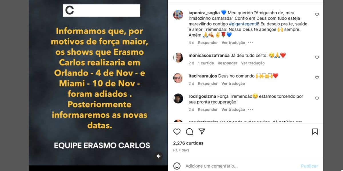 De acordo com equipe, cantor teve shows cancelados (Reprodução) De acordo com equipe, cantor teve shows cancelados (Reprodução)