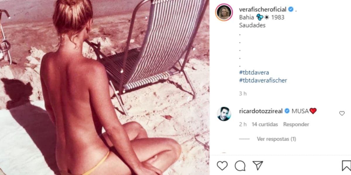 A atriz postou uma foto na praia com os seios à mostra (Reprodução: Instagram) A atriz postou uma foto na praia com os seios à mostra (Reprodução: Instagram)