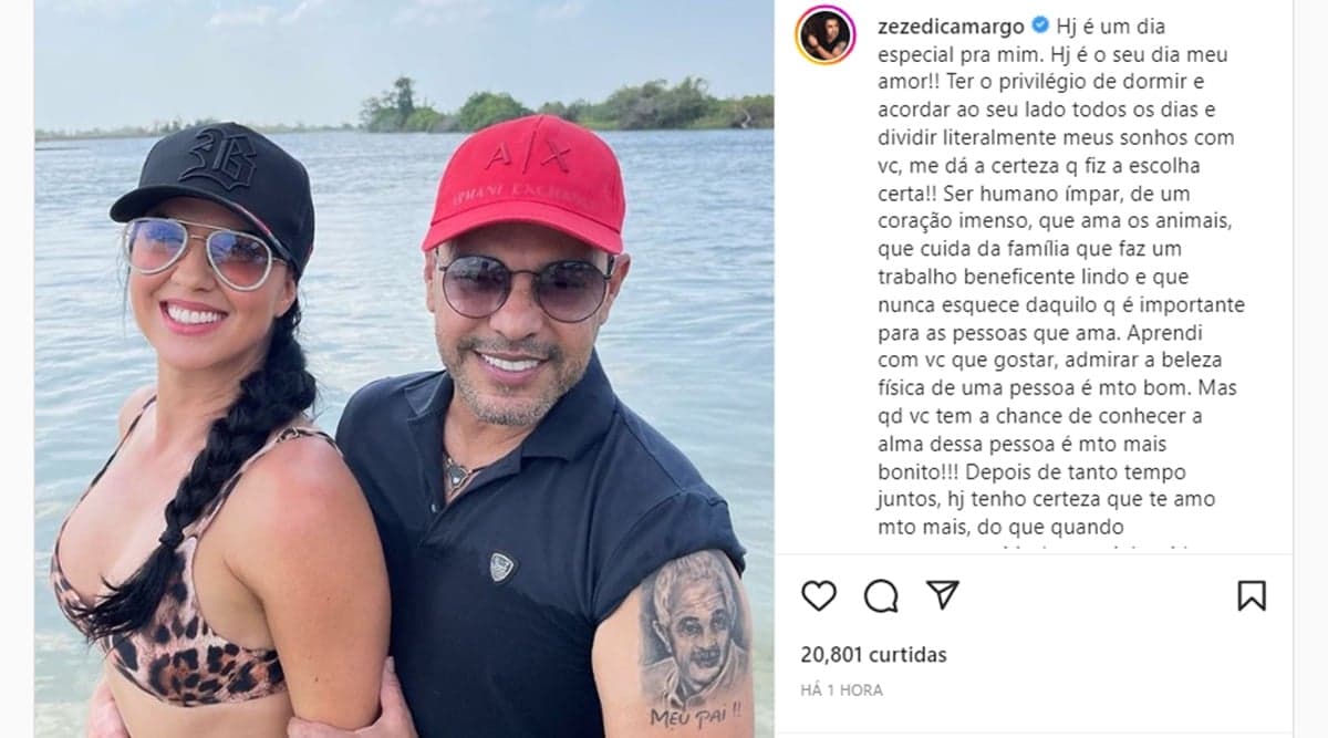 Zezé Di Camargo faz textão para sua companheira Graciele Lacerda e surpreende com declaração Zezé Di Camargo faz textão para sua companheira Graciele Lacerda e surpreende com declaração
