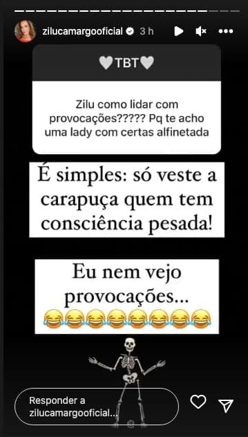 Zilu fala sobe provocações (Reprodução) Zilu fala sobe provocações (Reprodução)