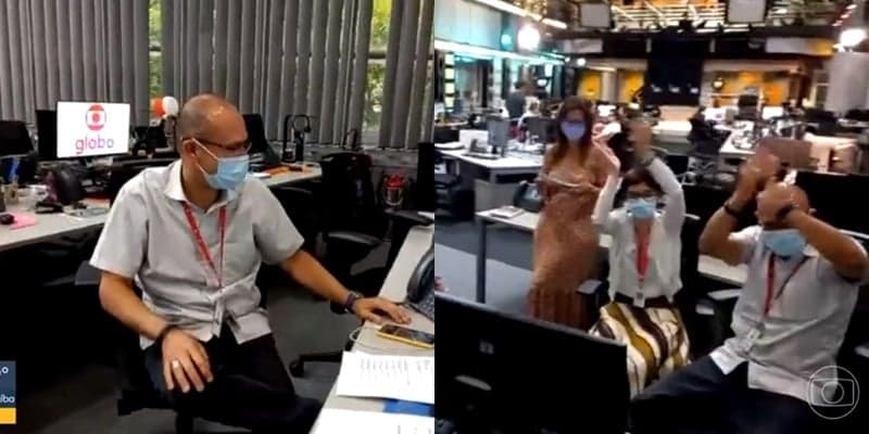 Bom Dia São Paulo exibiu a redação paulista da Globo comemorando Bom Dia São Paulo exibiu a redação paulista da Globo comemorando