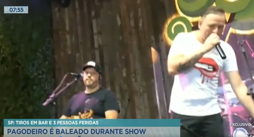 Record noticiou o estado do cantor Orlando 'Alemão', que foi baleado durante um show- Foto: Reprodução Record noticiou o estado do cantor Orlando 'Alemão', que foi baleado durante um show- Foto: Reprodução