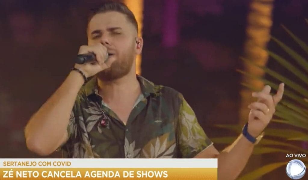 O Fala Brasil noticiou o cancelamento de shows de Zé Neto por conta da covid- Foto: Reprodução/Record O Fala Brasil noticiou o cancelamento de shows de Zé Neto por conta da covid- Foto: Reprodução/Record
