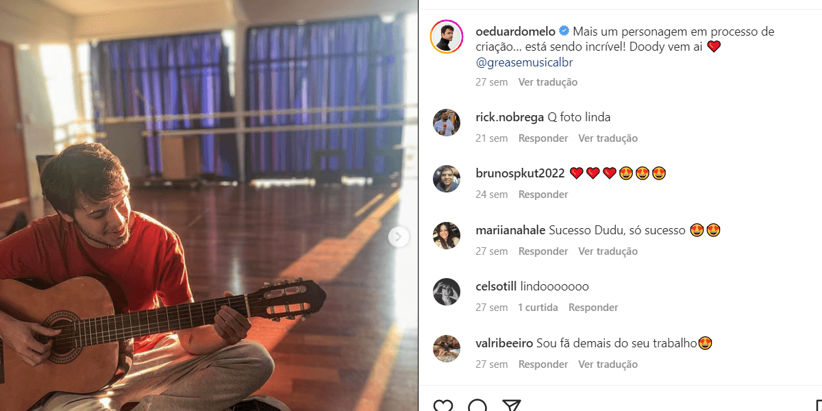 Eduardo Melo compartilhou nas redes sociais sobre o mais recente projeto teatral (Foto Reprodução/Internet) Eduardo Melo compartilhou nas redes sociais sobre o mais recente projeto teatral (Foto Reprodução/Internet)